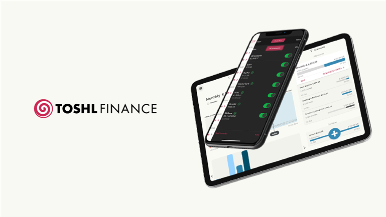 Toshl Finance app logo and mockup