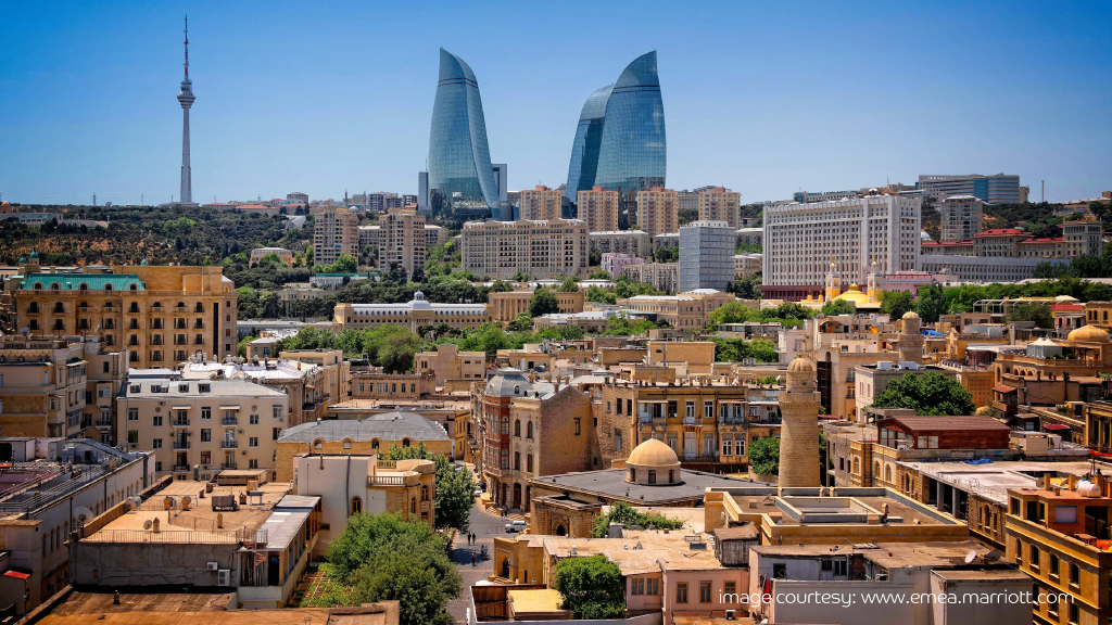 Baku cityscape blending history and modernity, cheap travel destination