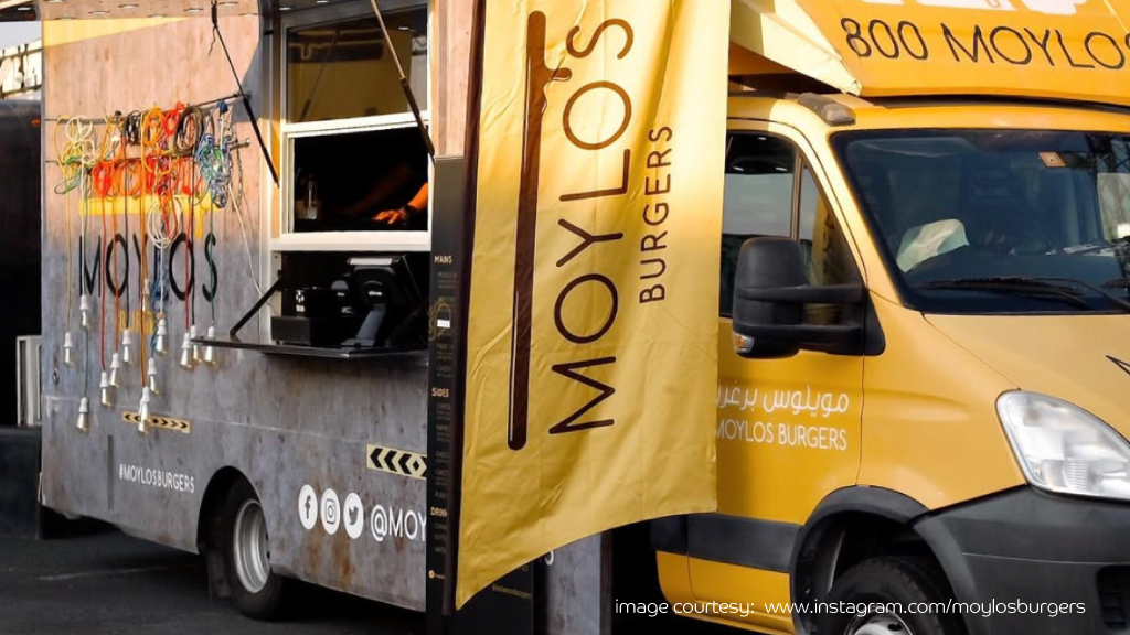 Moylo’s famous burger truck, popular for street eats in UAE.