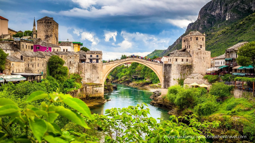 Famous bridge in Mostar, Bosnia, top cheap travel destination.