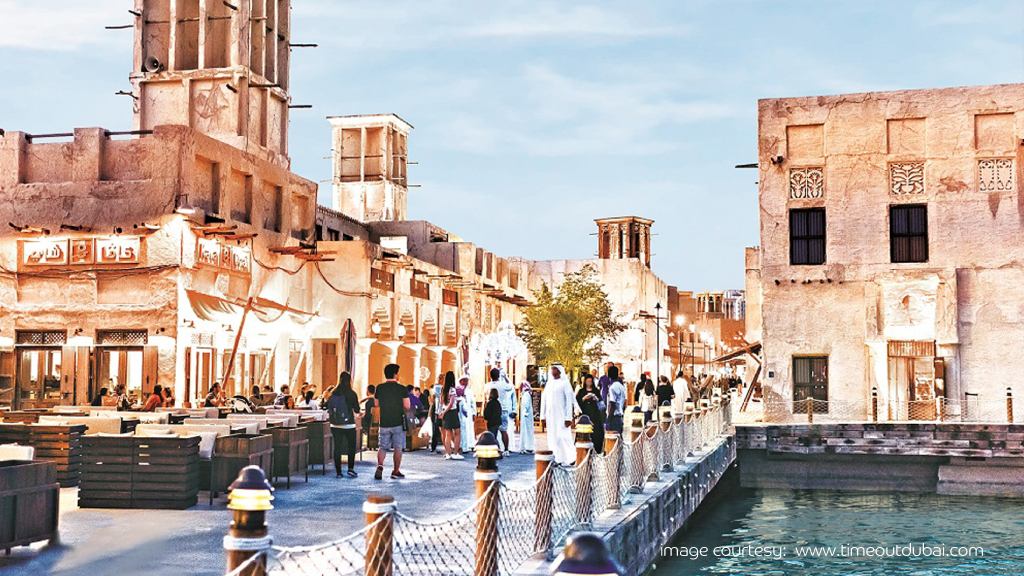 Traditional Al seef market in UAE known for street eats.