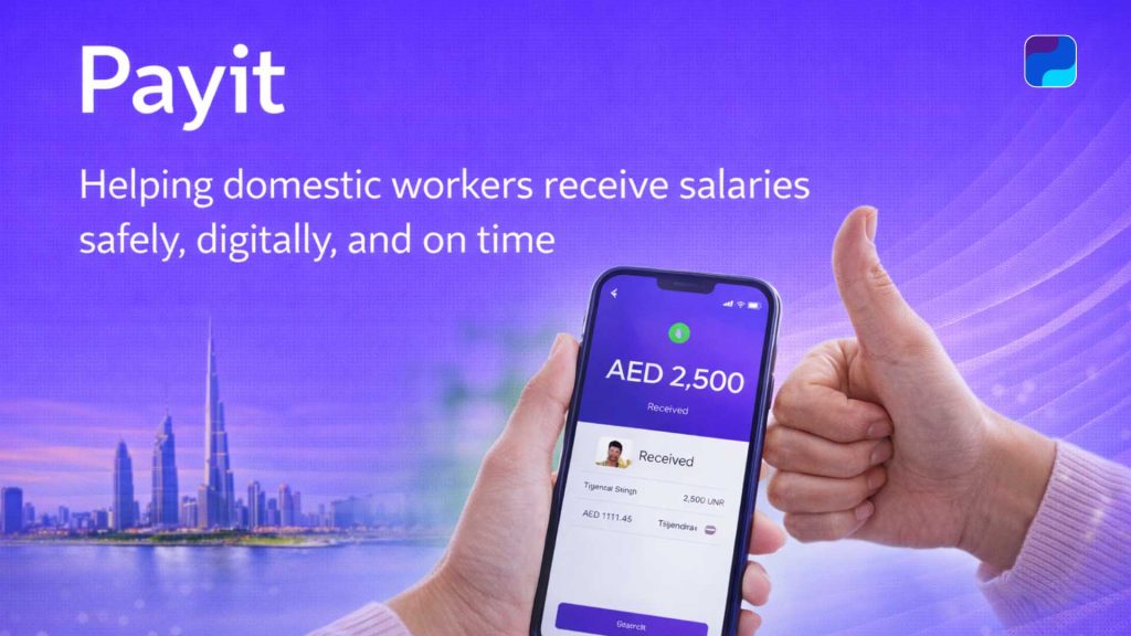 Domestic worker accessing salary securely through digital payment platform