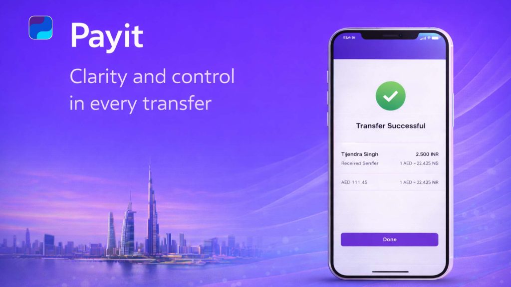 User sending money abroad for free using Payit Plus app